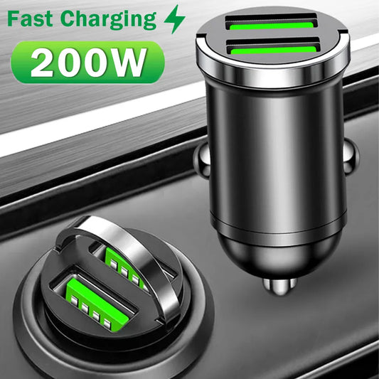 200W Dual Ports Mini USB Car Supper Fast Charger